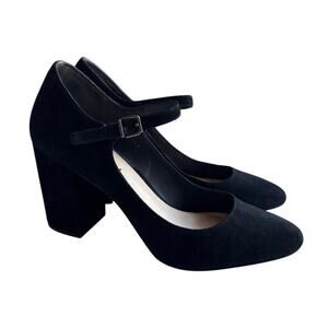 Via Spiga Block Heel Mary Jane in Black Suede Size 10